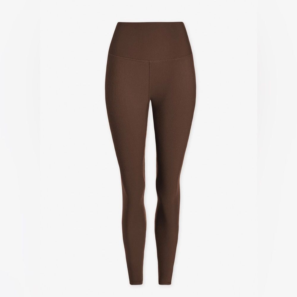 Varley Carob Brown Let's Move Ribbed Leggings Size Extra Small 25" Yoga Ready
